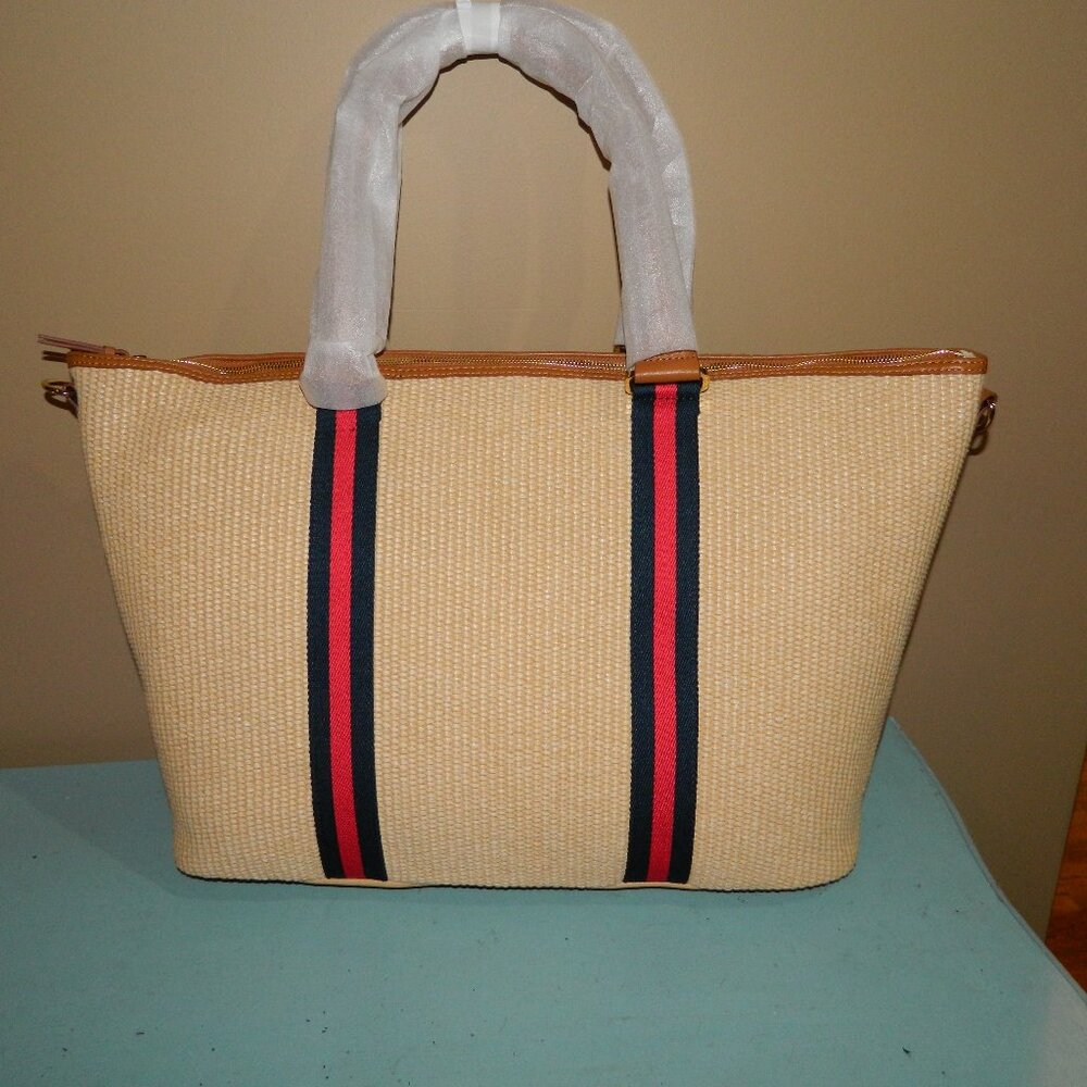 Mark & Graham Raffia Twill Zip-Up Travel Tote